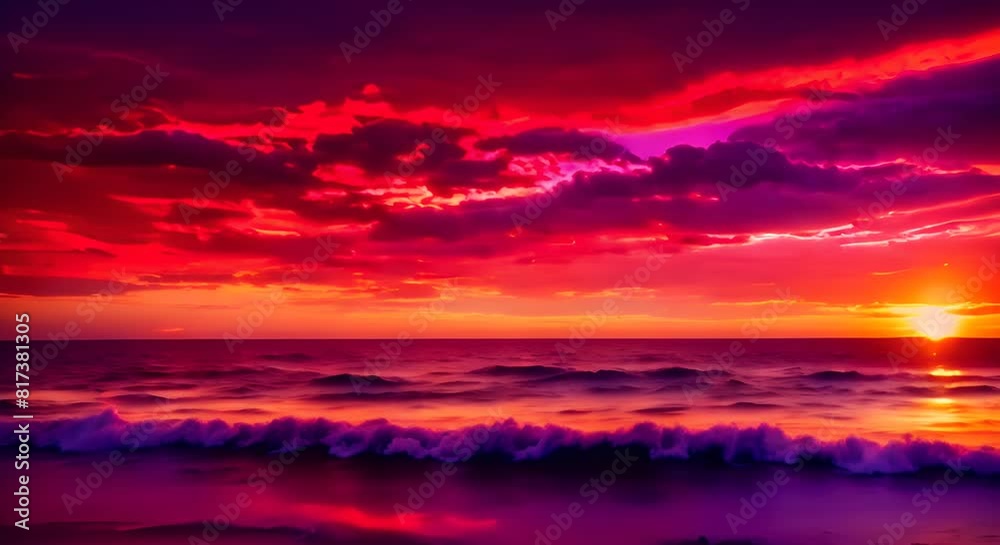 A peaceful stillness envelopes the ocean as the horizon is transformed into a canvas of vivid hues The sky seems to be on fire with streaks of scarlet and tangerine merging A peaceful stillness envelopes the ocean as the horizon is transformed into a canvas of vivid hues The sky seems to be on fire with streaks of scarlet and tangerine merging