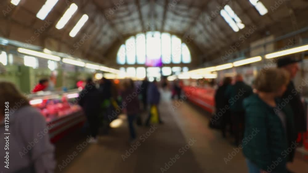 Crowd at the busy market captured in a blurry image Crowd at the busy market captured in a blurry image