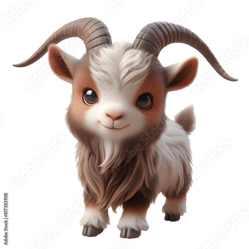 3D CUTE Capra aegagrus hircus goat Isolated on white background photo