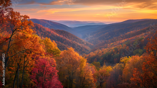 Spectacular Panorama View of West Virginia Regally Cloaked in Brilliant Autumn Colors