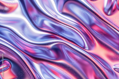 A purple and pink fabric with a wave pattern. The fabric is shiny and looks like it's made of plastic