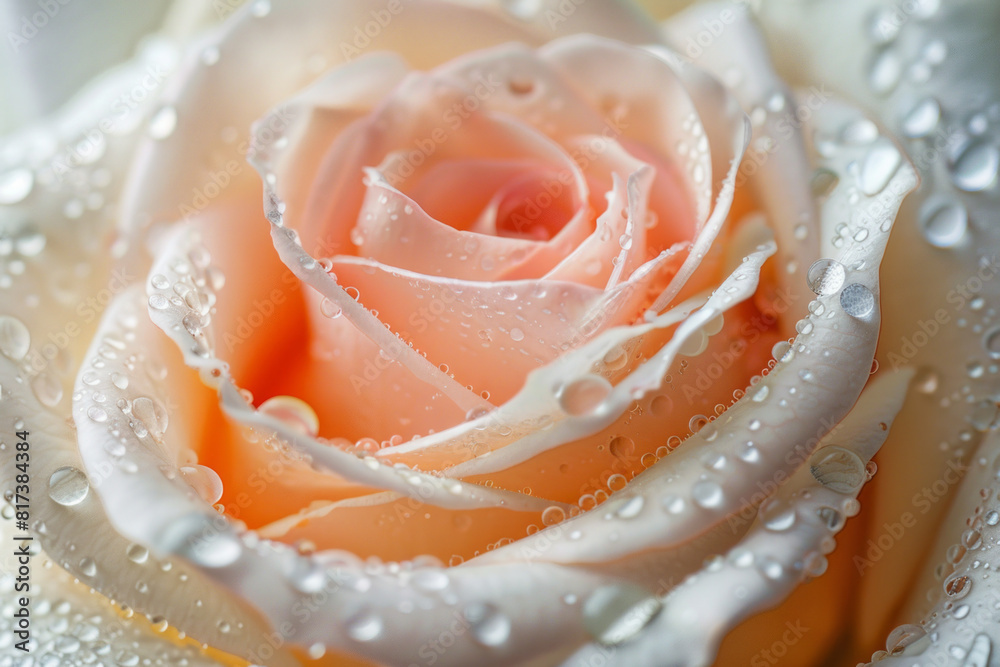 Fototapeta premium Closeup of an isolated rose with water droplets, elegant