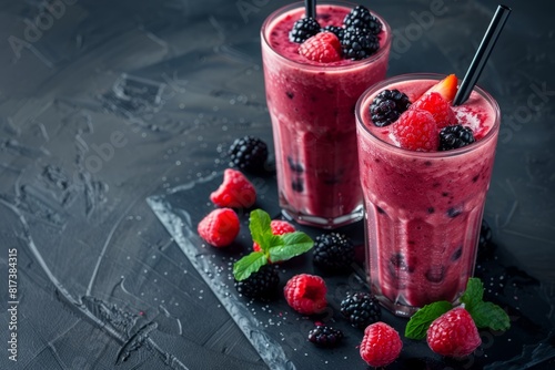 Munde berry smoothie with fresh berries  photo