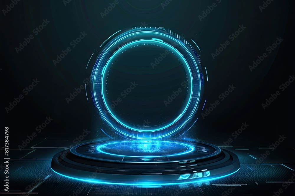 A blue circle with a black background. The background is dark and the circle is the main focus of the image A blue circle with a black background. The background is dark and the circle is the main focus of the image