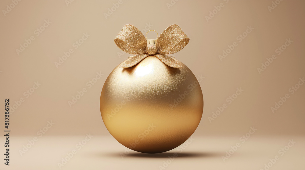 A shiny golden Easter egg adorned with a decorative bow sits elegantly on a soft beige background. The egg sparkles under the light, highlighting its intricate design and festive charm A shiny golden Easter egg adorned with a decorative bow sits elegantly on a soft beige background. The egg sparkles under the light, highlighting its intricate design and festive charm