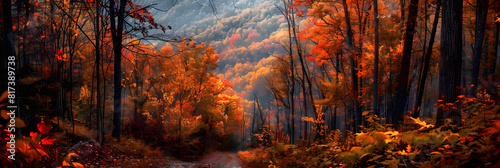 Spectacular Panorama View of West Virginia Regally Cloaked in Brilliant Autumn Colors © Dora