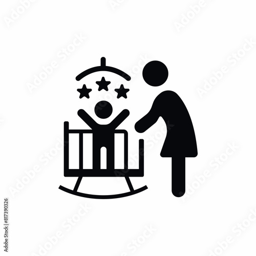 mother parent baby bed icon
