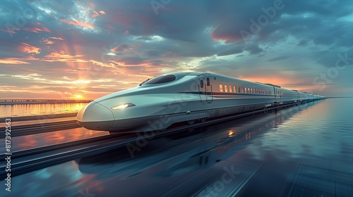 Wallpaper Mural Speeding through the city: A blur of motion captures the fast-moving train amidst urban traffic at night Torontodigital.ca