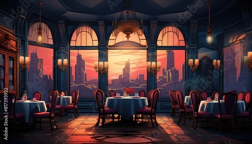 Dining Room background flat design side view minimalist Scandinavian theme 3D render vivid
