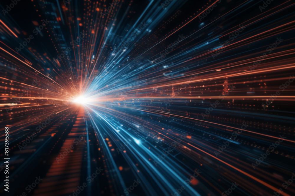 mesmerizing abstract depicts high-speed global data transfer: wavy flashes, ultra-fast broadband, cyber tech motion