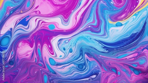 Fluid art texture with vibrant swirls of pink and blue. Abstract background for design elements, and creative visuals.Color with purple, blue and pink mixing together and separated in to layer. AIG35.