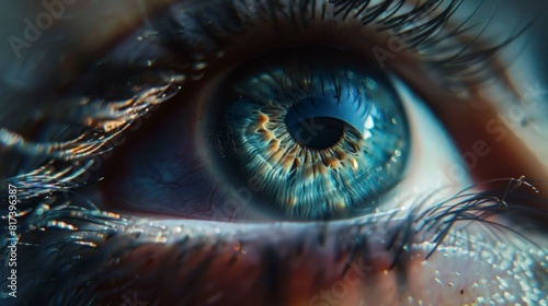 Close-up detail of a blue eye in high resolution