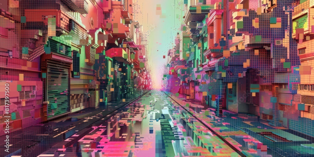 Fototapeta premium Sci fi city abstract illustration