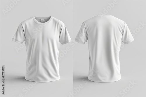 blank white tshirt mockup front and back views male apparel template for branding and design 3d illustration