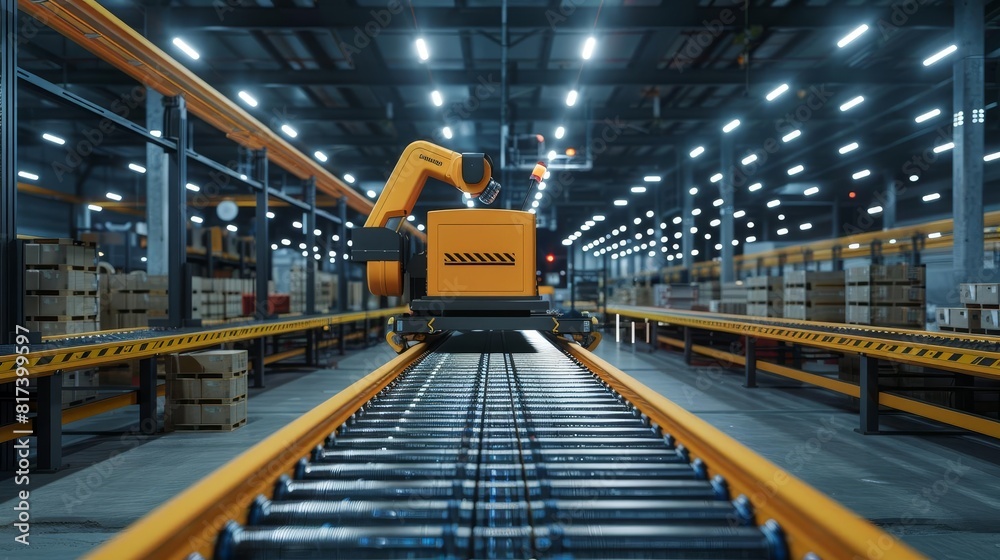 Digital transformation in industry, showcasing a fully automated production line
