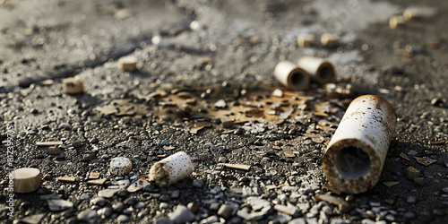 A crack pipe's charred remains lie scattered on a gritty sidewalk, a stark reminder of the drug's destructive power