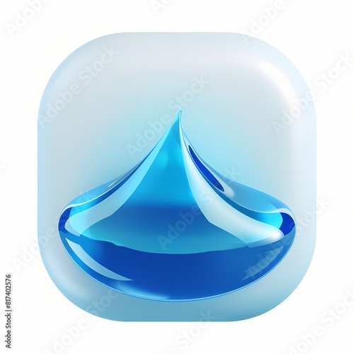 cute water drop icon, 3D render, white background, generative AI