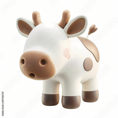 cute cow icon, 3D render, white background, generative AI