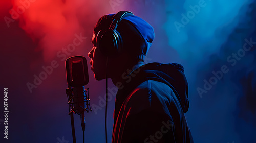 Rapper Recording in a Studio 