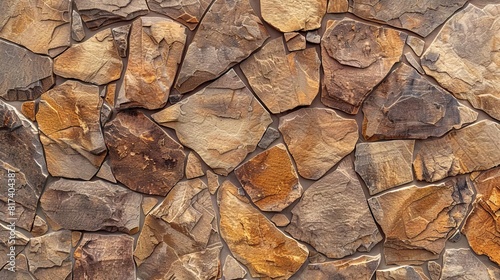 irregular pattern of natural brown stone masonry wall typical spanish texture background architectural detail illustration