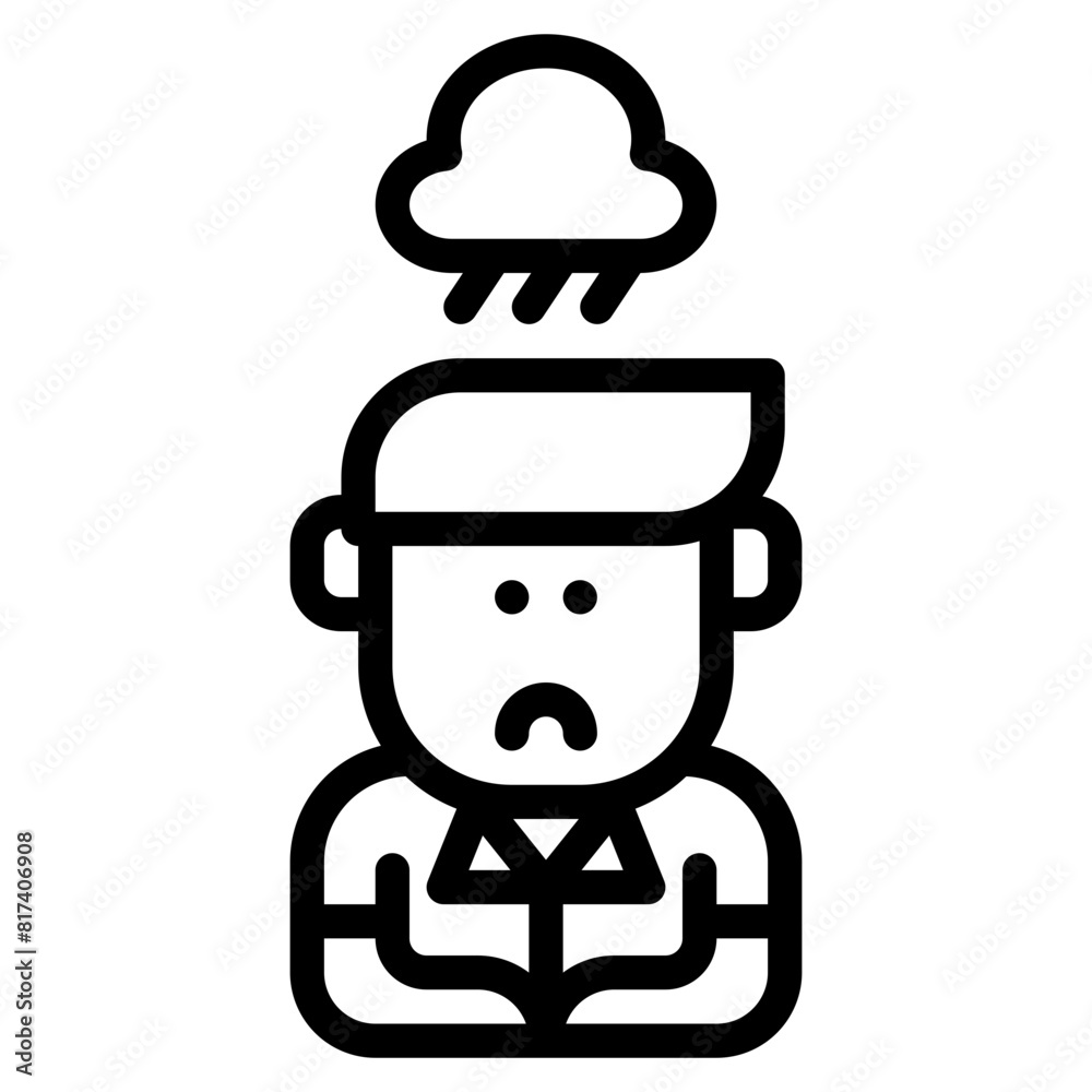 student gloomy outline icon and illustration student gloomy outline icon and illustration