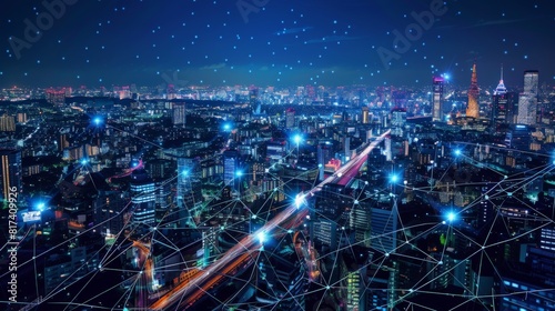 Wallpaper Mural Empowering the future with open AI: a network of interconnected devices enhancing connectivity and productivity. Torontodigital.ca