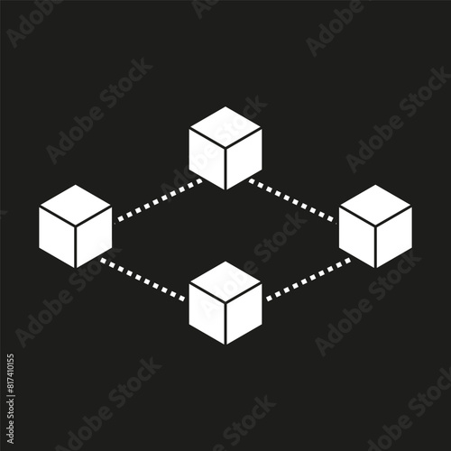 Network of connected nodes. Decentralized architecture. Peer to peer system. Vector illustration. EPS 10.