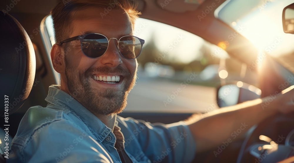Driving charm charisma: a handsome man behind the wheel of his car - showcasing the sophistication and allure of a man at the helm of his vehicle, exuding poise and power on the open road. Driving charm charisma: a handsome man behind the wheel of his car - showcasing the sophistication and allure of a man at the helm of his vehicle, exuding poise and power on the open road.