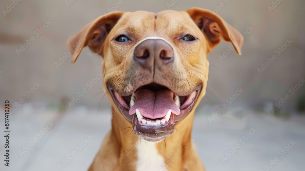Joyful dog flashing a big smile, melting hearts with its pure and genuine expression of happiness. Joyful dog flashing a big smile, melting hearts with its pure and genuine expression of happiness.