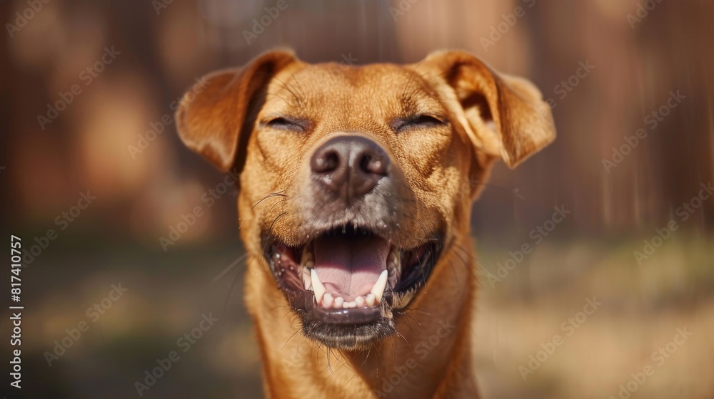 Joyful dog flashing a big smile, melting hearts with its pure and genuine expression of happiness.