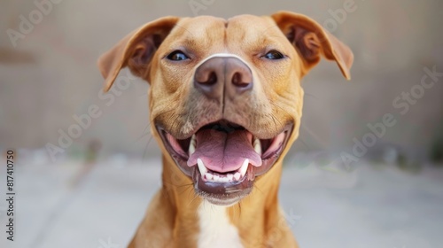 Joyful dog flashing a big smile  melting hearts with its pure and genuine expression of happiness.