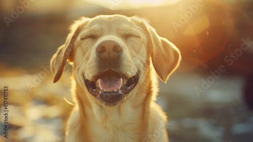 Joyful dog flashing a big smile, melting hearts with its pure and genuine expression of happiness.