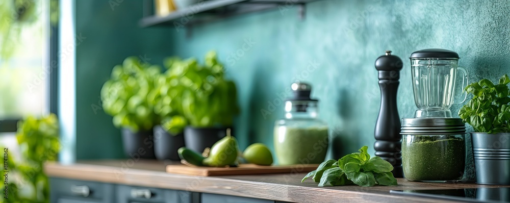 A variety of fresh organic vegetables and fruits on the kitchen counter. Healthy eating, vegan, vegetarian concept. A variety of fresh organic vegetables and fruits on the kitchen counter. Healthy eating, vegan, vegetarian concept.