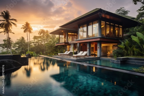 An Architectural Marvel  A Luxurious Villa in the Heart of the Jungle with a Stunning Sunset View