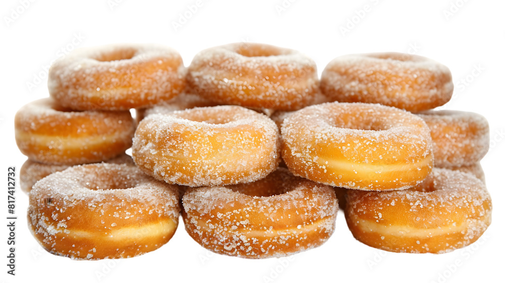 Sugar-coated cronuts in a pyramid stack on a, transparent background Sugar-coated cronuts in a pyramid stack on a, transparent background