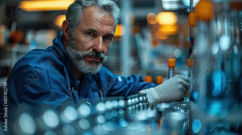 Portrait of a medical researcher working on groundbreaking innovations, with a lab setting and modern medical tools