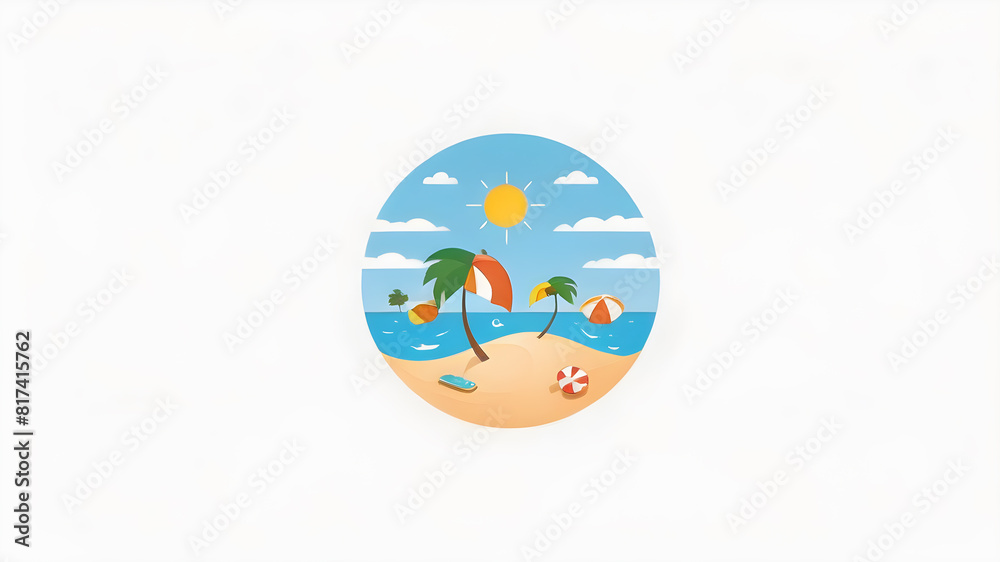 Summer themed logo icon emblem symbol, Generative AI