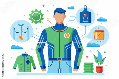 The image shows futuristic clothing and fashion designs, representing the future of the fashion industry.
