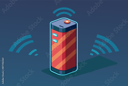 A battery on a blue background.