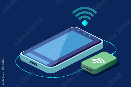 A battery on a blue background.