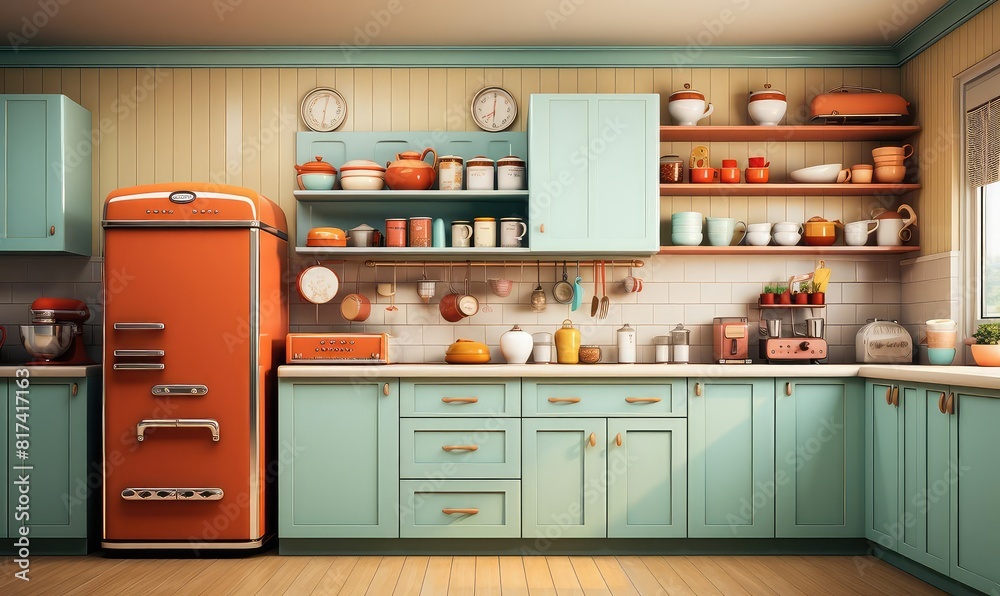Pantry background flat design front view inspired chefs corner theme animation Analogous Color Scheme