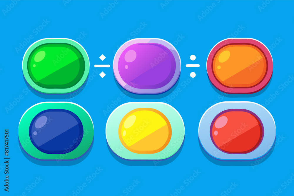Colorful button with arrow pointing left and right for navigation.