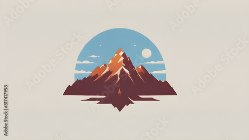 Mountain themed logo symbol icon emblem, Generative AI photo