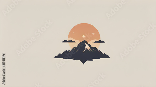 Mountain themed logo symbol icon emblem, Generative AI photo