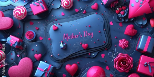 Various mothers Day themed wallpapers featuring hearts, flowers, chocolates, and love-themed patterns