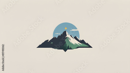 Mountain themed logo symbol icon emblem, Generative AI photo