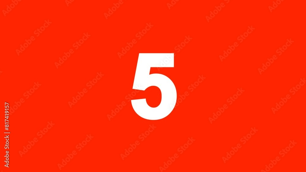 Simple Countdown. Countdown Clock from 10 to 0 on red background. 4k video