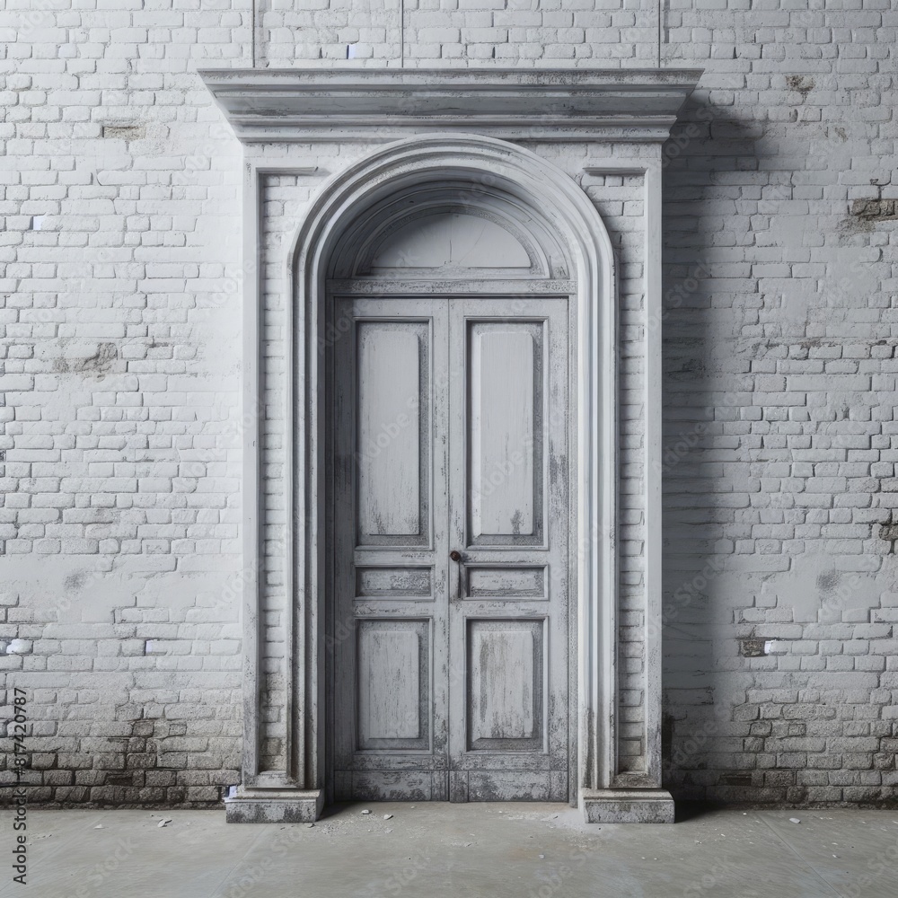 Image of a Grey Door and Brick Wall Image of a Grey Door and Brick Wall