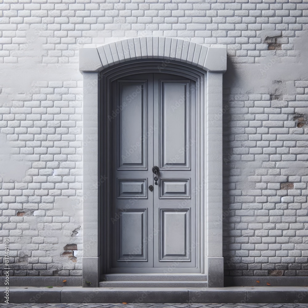 Image of a Grey Door and Brick Wall Image of a Grey Door and Brick Wall