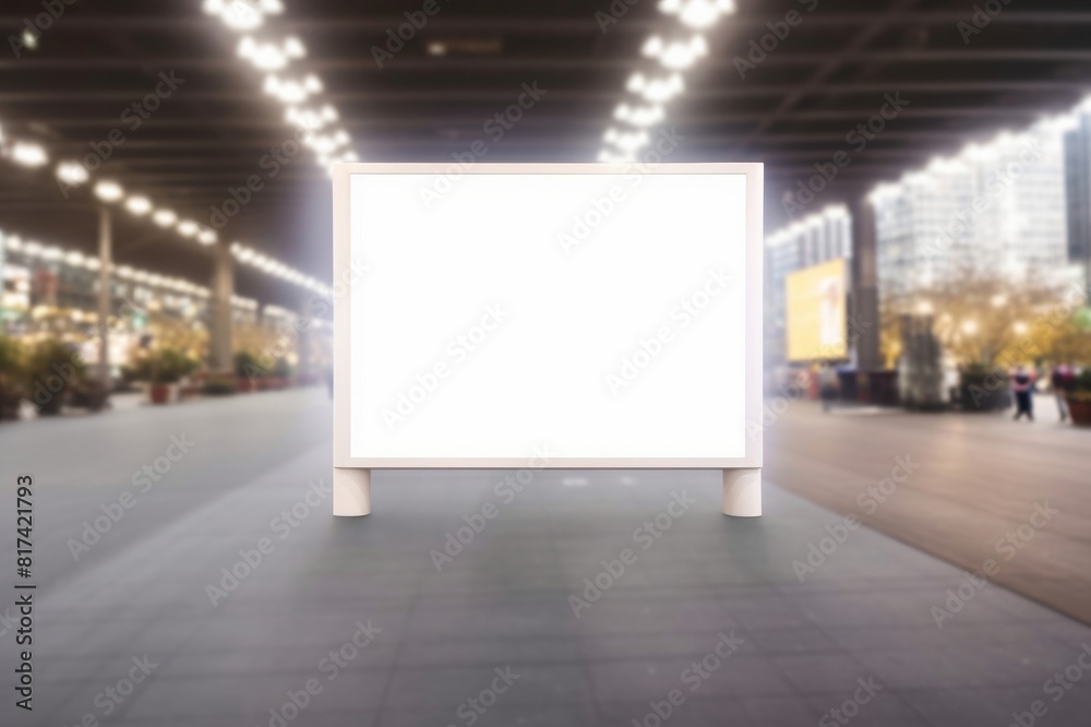 mock up of large blank white billboard on walkway with blur background mock up of large blank white billboard on walkway with blur background